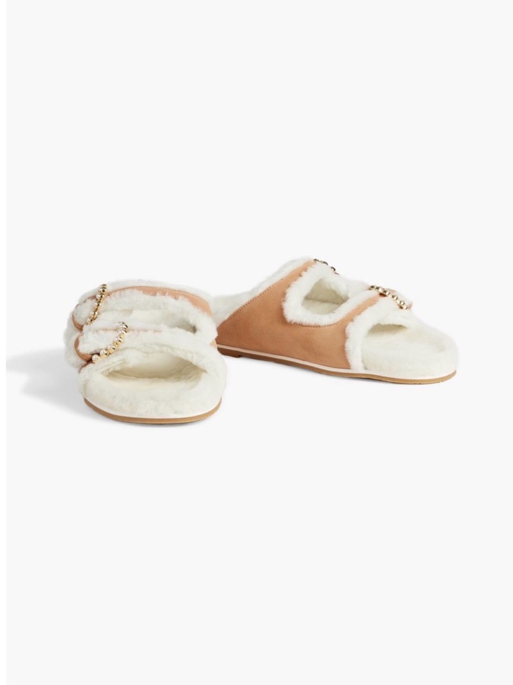 NWOB Stuart Weitzman Sand Piper Chill Shearling-Lined Sandal Size US7/EU37.5